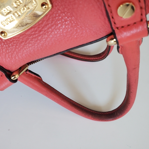 Michael Kors Bedford Pebble Leather Satchel Watermelon Pink - Picture 12 of 12
